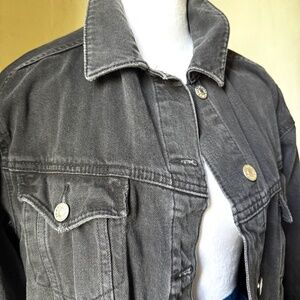 Topshop Moto Black Denim Jacket - Size 10